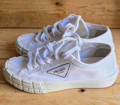 Prada Wheel Gabardine Sneakers in white Canvas Suze 9 Women's 39