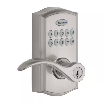 Smartcode 955 Satin Nickel Electronic Pembroke Door Handle Featuring Smartkey Se