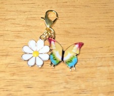 Multi-Color Butterfly And Daisy Alloy Charm With Claw Clasp Purse Charm Keychain