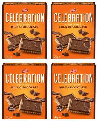 Celebration Milk Chocolate Top Butter Cookies, 240g (4 Pack)