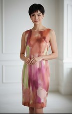 Ann Taylor Silk, lined dress in apricot, rose sz 0