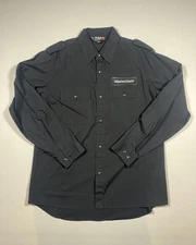 MasterCraft Shirt Mens Large Black Tri-Mountain Racegear Button Front Work Logo