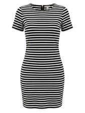 J. Crew Striped Short Sleeve Shift Dress Black White Small EUC