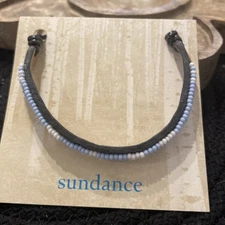 NEW Sundance Jewelry Catalog Blue beaded LOVE bracelet Leather Bracelet Ubuntu
