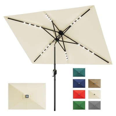 3x2m Sonnenschirm Ampelschirm Gartenschirm mit LED Marktschirm Terrase Balkon