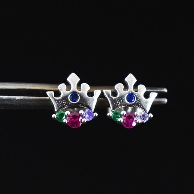 Wunderschöner .925 Sterlingsilber 1 Gramm Multicolor Topas & Amethyst Ohrring 21 S575