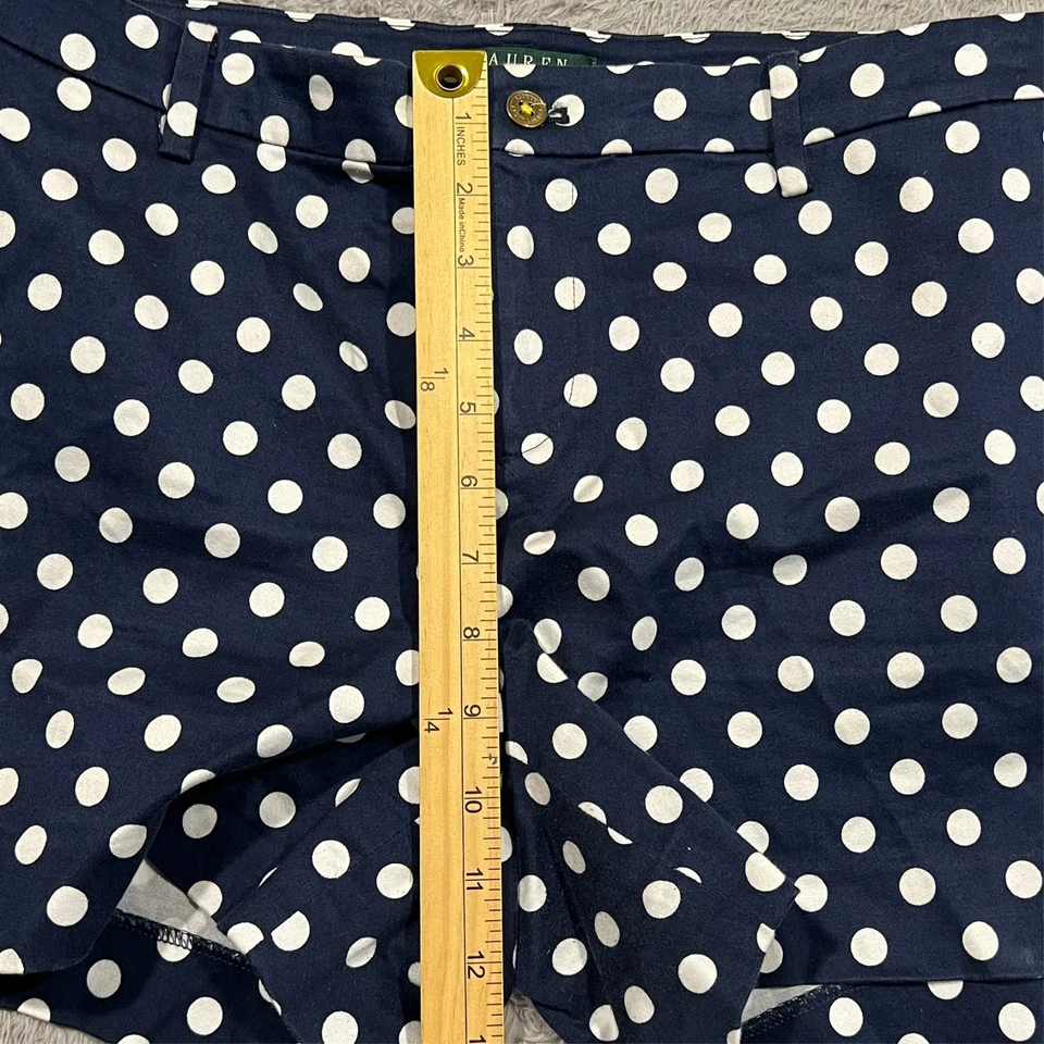 Pantalones Cortos Chinos Lauren Ralph Lauren Lunares Para Mujer 10P 32x4 Pequeño Azul Preppy Foto 4 de 4