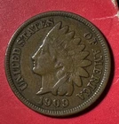 1909 US Indian Head Cent! Last Year Issue! Very Fine! Nice! Old US Coin!