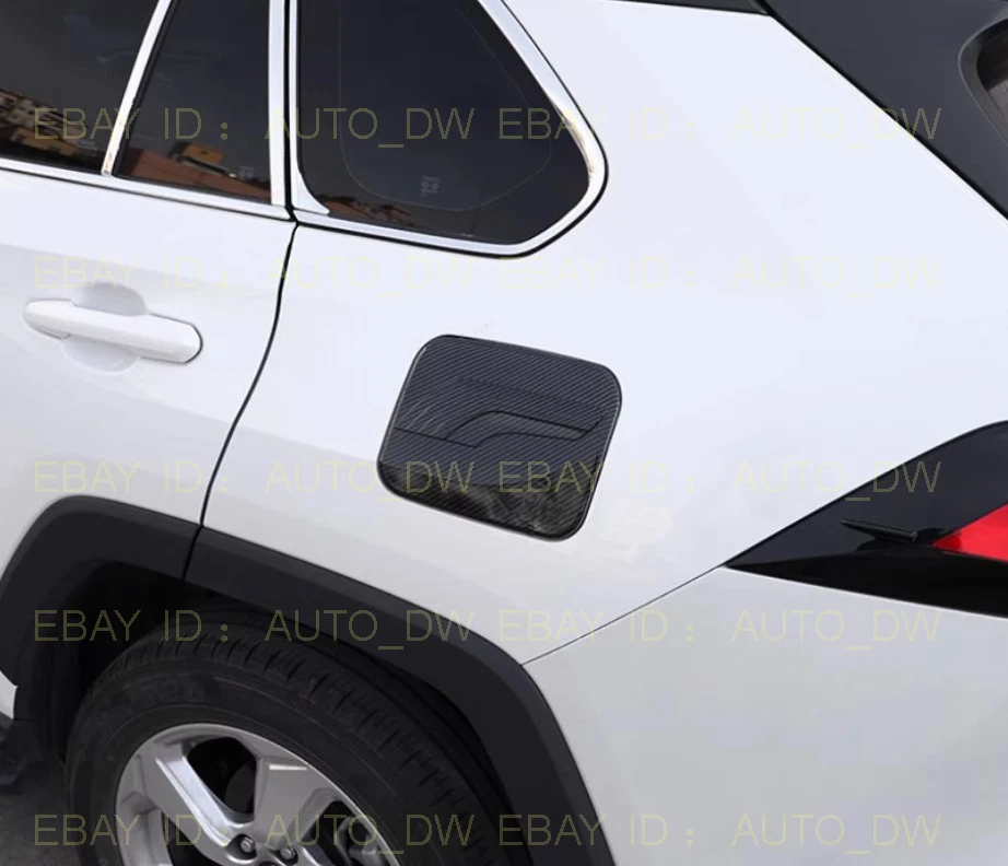 Carbon Fiber Car Fuel Tank Oil Gas Cap Cover Trim For 19-24 Toyota RAV4 1PCS - Image 2 of 4