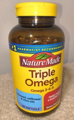 Brand New/Sealed 180 Ct. Bottle of Nature Made TRIPLE OMEGA Softgel Capsules