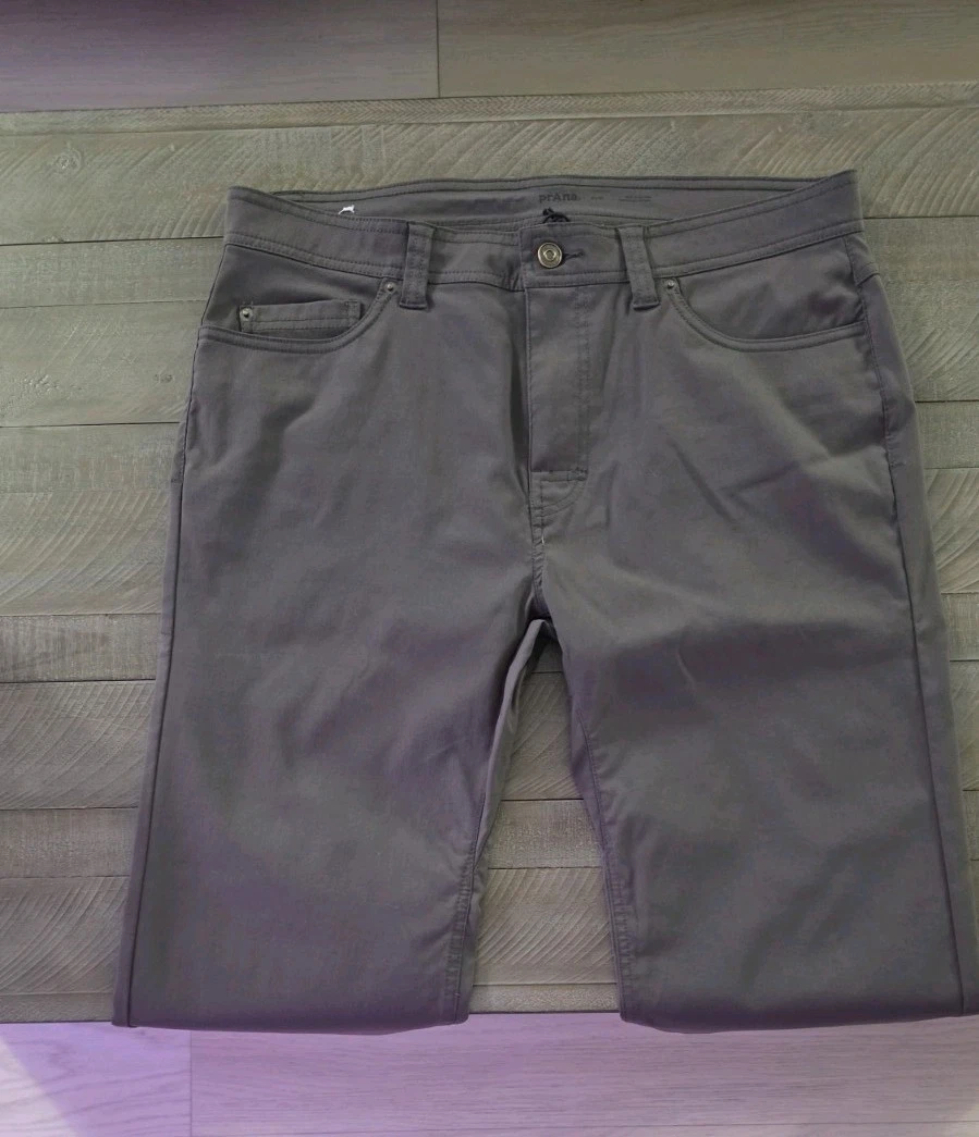 Prana Mens Large Pants Classic Fit With Stretch Gray New No Tags