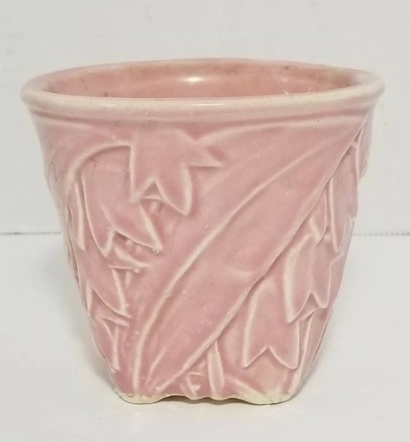 Vintage McCoy Pottery Pink Ivy Leaf Leaves Flower Pot Planter USA