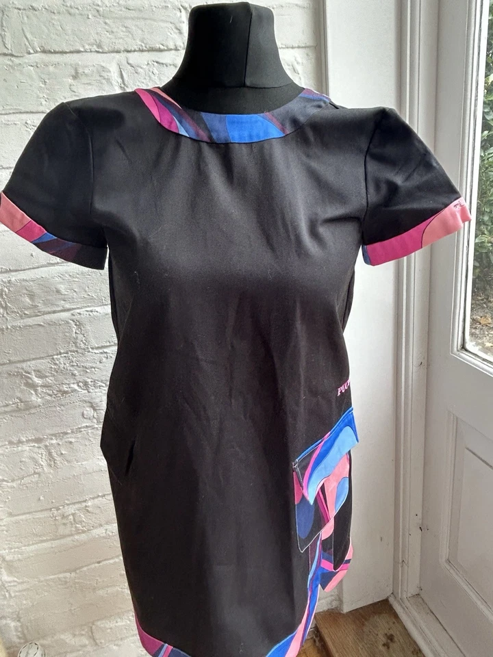MINI VESTIDO MICRO TEJIDO PUCCI NEGRO Y MULTICOLOR / TALLA 10 Foto 4 de 4