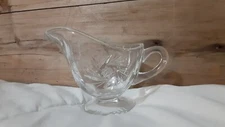 Vintage Pedestal Clear Glass Small Gravy Boat or Creamer Pinwheel