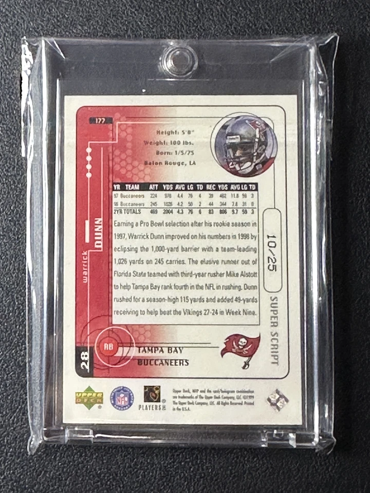 1999 Upper Deck MVP Super Script #177 Warrick Dunn #/25 - Image 2 of 2