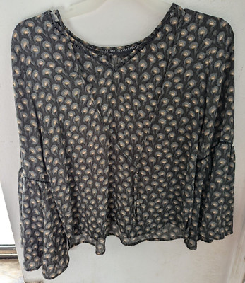 Loft Misses Size Extra Small 100% Polyester Gray Geometric Blouse