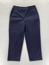 Talbots Pants Women's 10 Slim Leg Cropped Blue Stretch Fabric Mid Rise Chino
