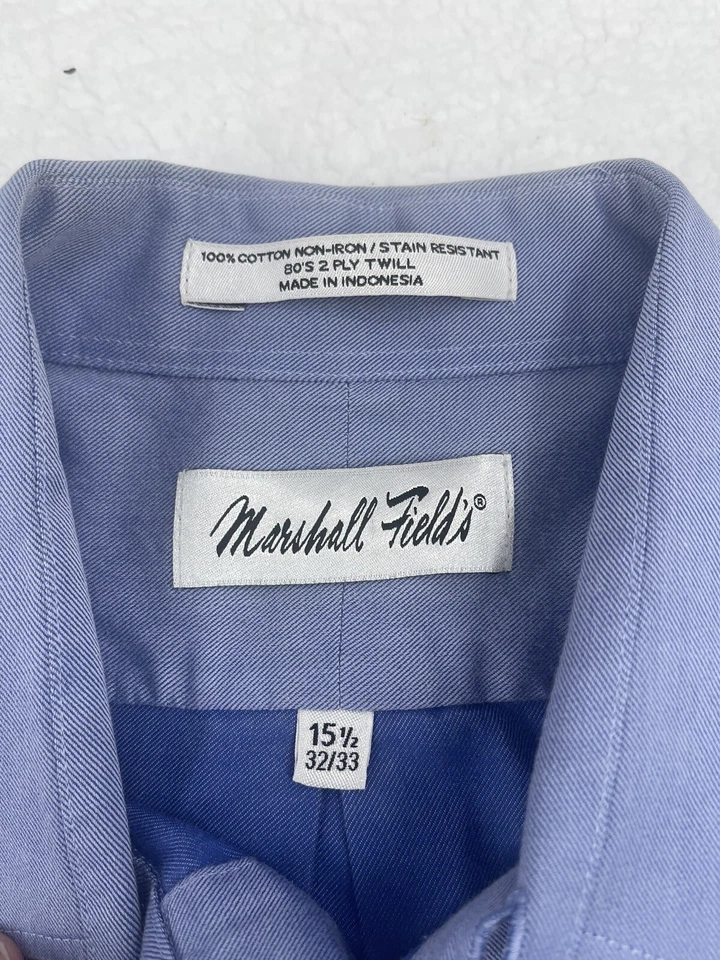 Camisa de vestir Marshall Fields manga larga con botones - Hombre 15 1/2 32 33 Foto 4 de 4