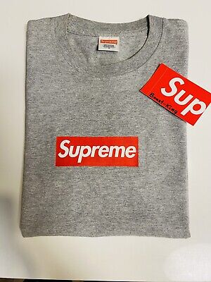 Supreme 20th Anniversary Box Logo Tee Heather Grey small 100% Authentic |  eBay