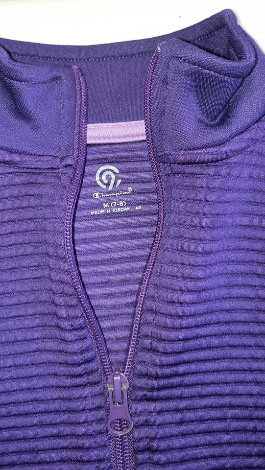 Jaqueta ativa C9 Champion meninas zíper completo roxa externa tamanho M (7-8) G001 - Imagem 3 de 4