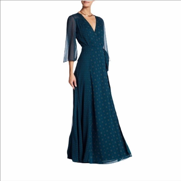 emerald green maxi wrap dress Designer Long Sleeve Wrap Dress | Emerald Wrap Dress | Kyle X Shahida S