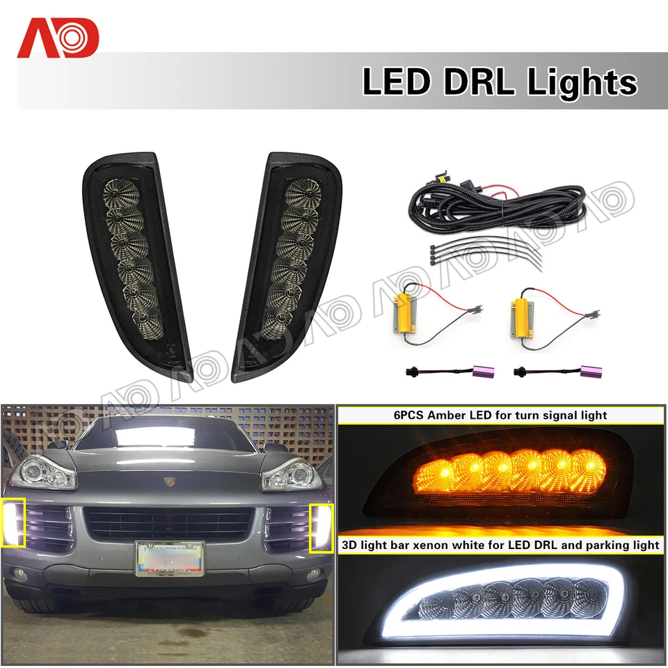 Luz de señal de giro LED diurna ahumada para Porsche Cayenne 2006-2010 Foto 2 de 4