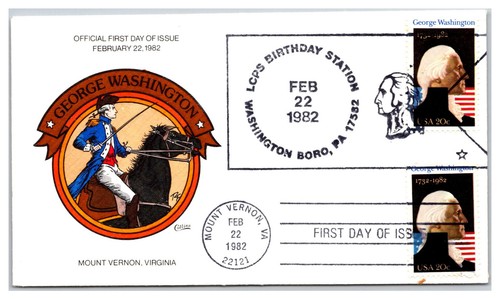 US George Washington Briefmarke Collins handbemalt Gütesiegel Ersttagsbrief (CL24
