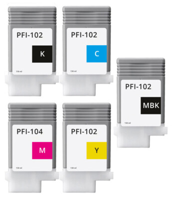 5 TINTE PATRONEN für Canon imagePROGRAF IPF 650 655 750 755 760 765