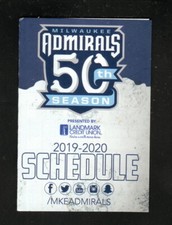 2019-20 Milwaukee Admirals 50th Season Logo Pocket Schedule U.S. Bank Predators
