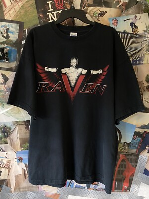 RARE Vintage 2004 Raven Fly The Demented Skies T Shirt TNA ECW