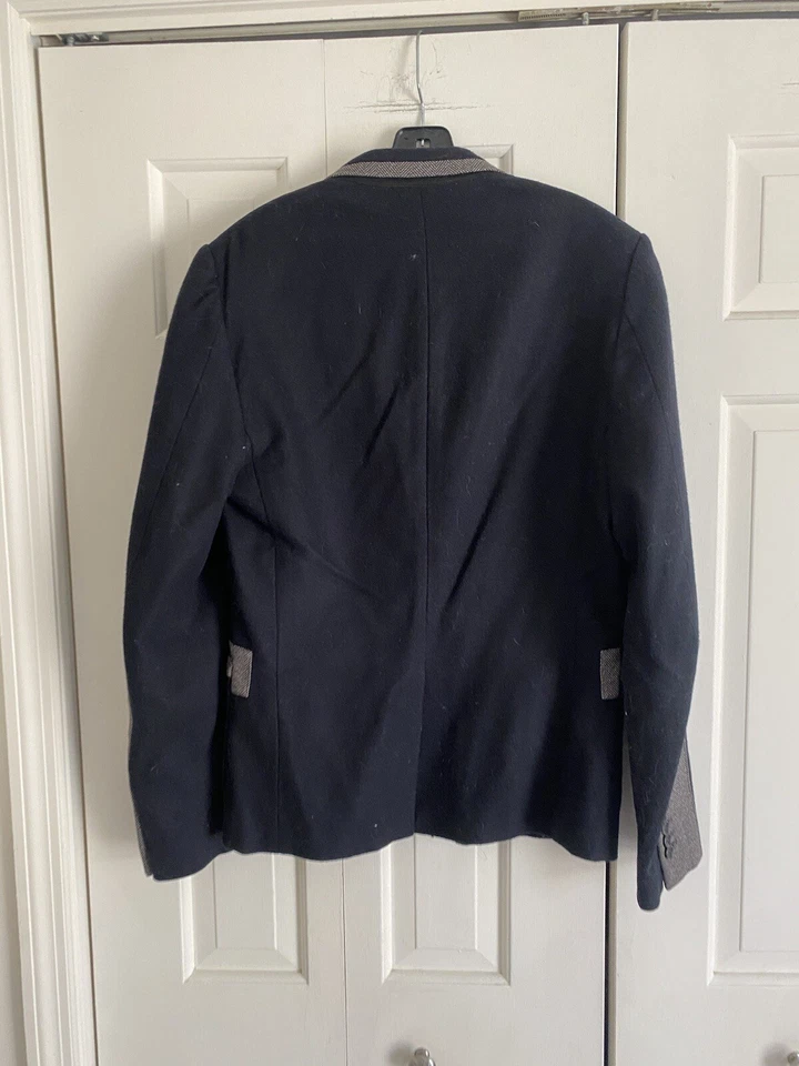 Blazer chaqueta de lana pequeña Marc Jacobs azul marino gris blanco ribete para hombre Foto 3 de 3