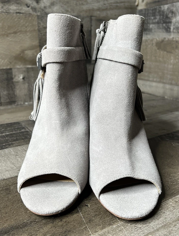 Mujer Joe’s Talla 8 Gris Cremallera Tobillo 4” Tacón Grueso Puntera Abierta Zapatos Foto 2 de 4