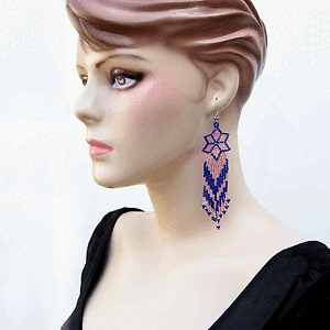 Handmade Beaded Pink Seed Bead Flower drop dangle Earrings - Picture 2 of 2