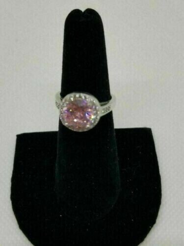 2Ct Round Cut Pink Diamond Lab-Created Engagement Ring 14K White Gold Plated - Picture 5 of 5