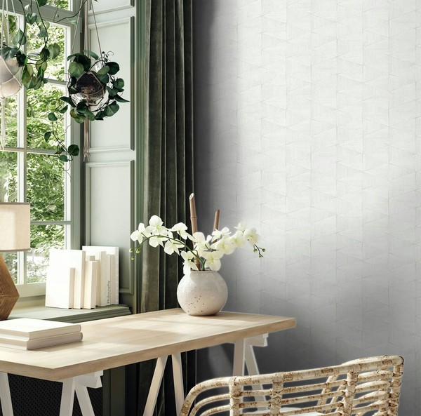 Vliestapete Kacheln Dreieck Grafik Holzoptik Fliesen Weiß Creme 33356 (4,68€/1Qm-image