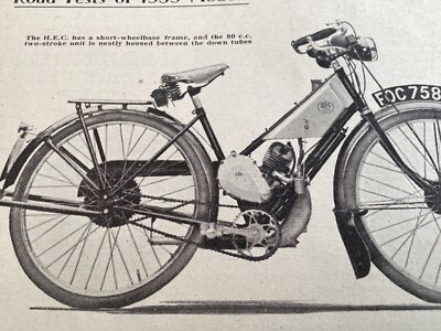 H.E.C.AUTO. CYCLE GENUINE  PERIOD 1939 MOTORCYCLE ARTICLE