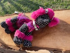 Poochie  Co Pink Sequins  Fur/ Blk - Wht Polkadot Poodle Girls Purse/ Strap