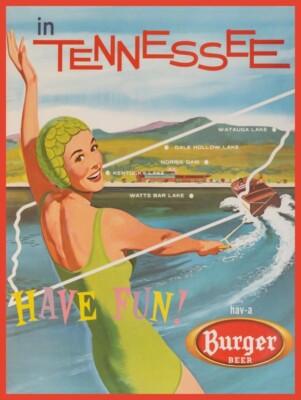 Burger Beer of Cincinnati, OhiO NEW METAL SIGN: Tennessee Water Skiing Theme
