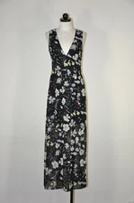 H&M Conscious Dark Floral Chiffon Strappy Long Maxi Summer Tank Dress Women 10