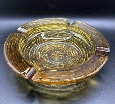 Anchor Hocking Amber Soreno Bird Nest Ashtray 6.25 Diameter Vintage MCM