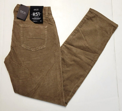 $235 New RYE 51 Silo Pants Men 33x32 Brown Straight Fit Comfort Corduroy Casual