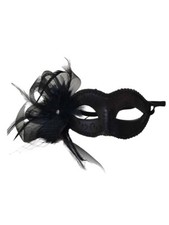 Black Mesh Glitter Bow Crystal Masquerade Prom Ball Mask
