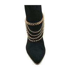 Damen Gold Metall Stiefel Kette Armband Fußkettchen Schuh Strang Rücken Charm Umwickeln