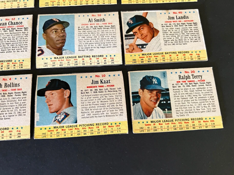 1963 Post Baseball - (lote de 20) -- incluye 3 impresiones cortas resistentes - en muy buen estado/ex. estado. Foto 3 de 4
