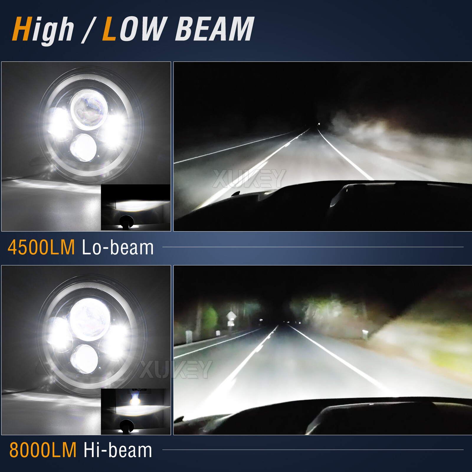 7inch LED Headlights + Tail Lights Set Combo 4X For Jeep Wrangler TJ 1997-2006