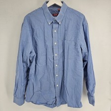 Mens Izod Blue White Long Sleeve Button Down Shirt Size XL