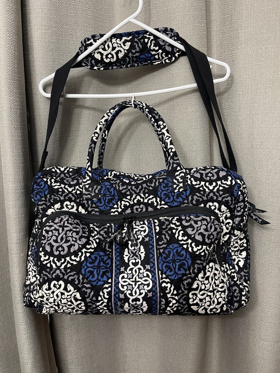 Vera Bradley Canterberry Cobalt Blue and Black Weekender Travel