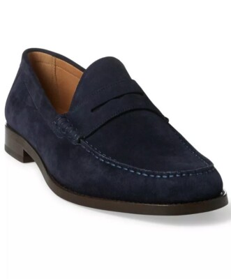 navy suede moccasins