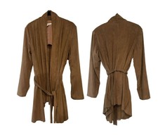 Halston Clothing Company Suede Wrap Jacket With Belt Tie Waist Soft Cotton Drape