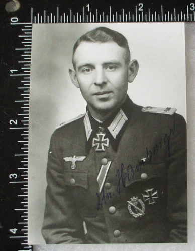 WW2 GERMAN ARMY KNIGHTS CROSS RECIPIENT OTTO HAMBURGER SIGNED PHOTO AUTOGRAPH